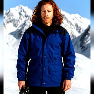 Port Authority gorpcore full length bungee cord adjustable blue hooded jacket S